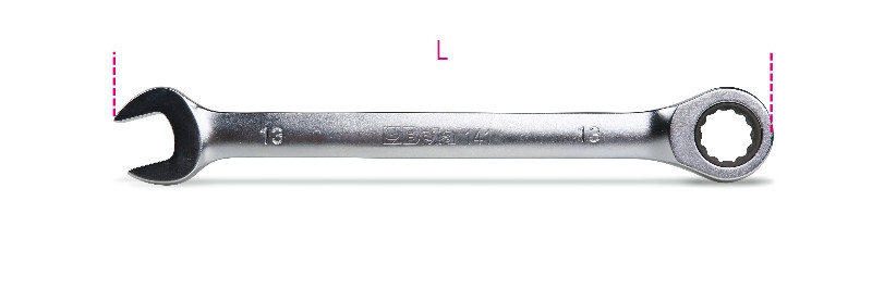 Egyenes, racsnis csillag-villácskulcs, krómozott BETA